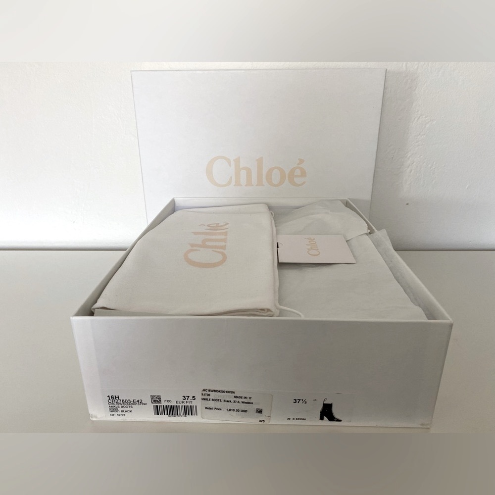 NIB CHLOE BLACK LEATHER CHELSEA STYLE ANKLE BOOTS SHOES BOOTIES SIZE 37.5 - Picture 10 of 10